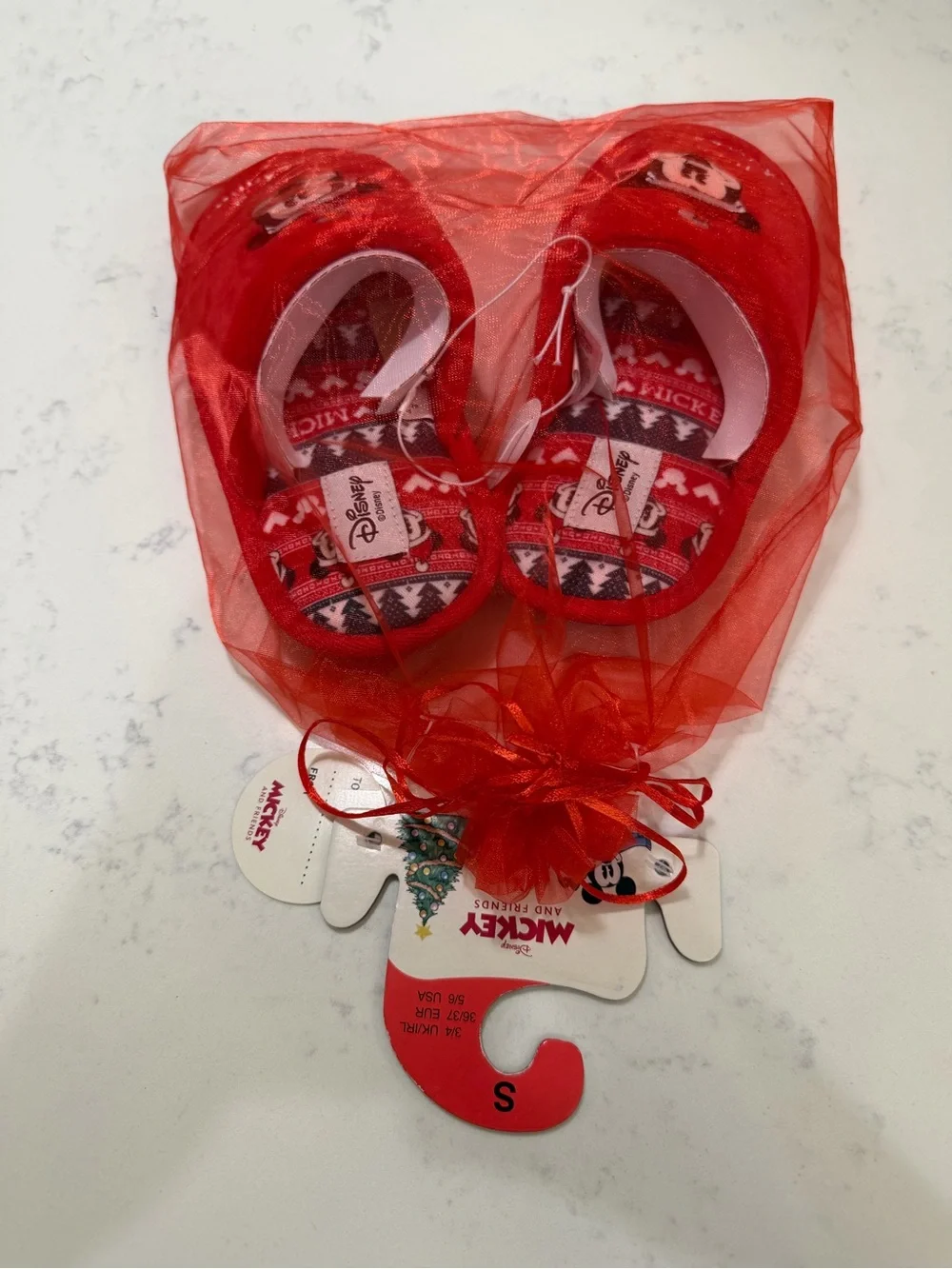 Disney Red Mickey Mouse Merry Christmas Holiday Slippers